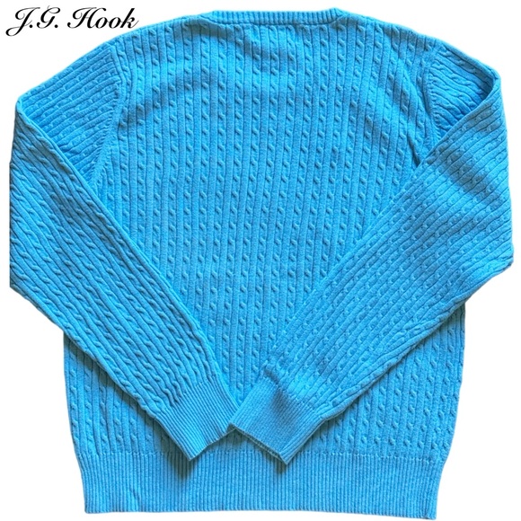 J. G. Hook Blue Cable Crew Pullover Sweater Size M - Picture 2 of 3